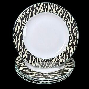 Vitromaster Jungle Animal Print Salad Plate 7.75" 1993 Early 90s Set of 4 RARE!